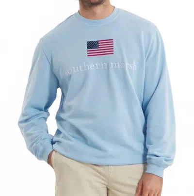 Southern Marsh Unisex American Flag Seawash Sweatshirt In Washed Blue