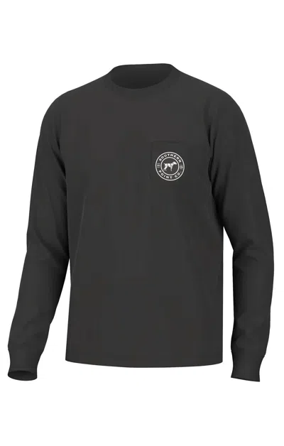 Southern Point Co. Men's Circle Greyton Long Sleeve Tee In Charcoal In Pink