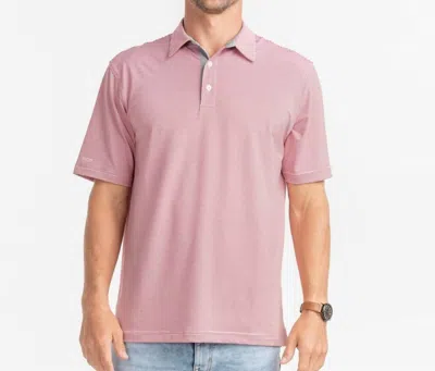 Southern Shirt Company Men's Russell Stripe Performance Polo In Slate Red In Multi