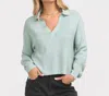 Southern Shirt Company Women's Knit Polo Sweater In Moon Mist In Multi