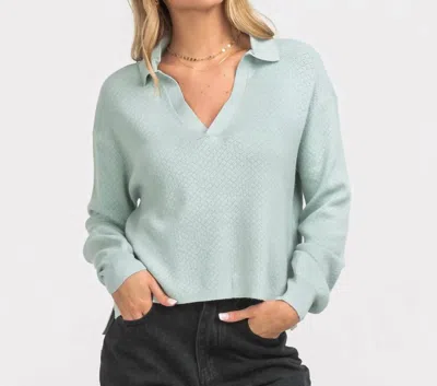 Southern Shirt Company Women's Knit Polo Sweater In Moon Mist In Multi