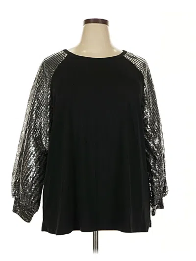 Pre-owned Southern Stitch 3/4 Sleeve Top Black Cold Shoulder Neckline Tops