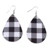 Southern Swank Women's Genuine Leather Teardrop Earrings In Black & White Plaid In Multi