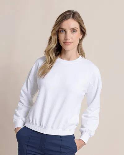Southern Tide Addison Interlock Crew In Classic White