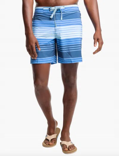 Southern Tide Aged Wateree Stripe Water Short In Aged Denim In Blue