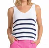 Southern Tide Alli Striped Sweater Tank In Classic White In Multi