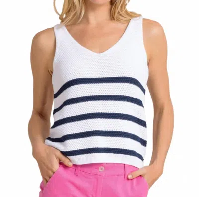 SOUTHERN TIDE ALLI STRIPED SWEATER TANK IN CLASSIC WHITE
