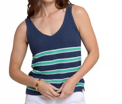 Southern Tide Alli Striped Sweater Tank In Dress Blue