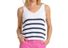 Southern Tide Alli Striped Sweater Tank In Classic White In Multi