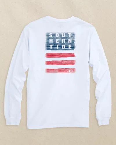 Southern Tide Americana Wooden Flag Long Sleeve T-shirt In Classic White