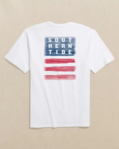 Southern Tide Americana Wooden Flag Short Sleeve T-shirt In Classic White