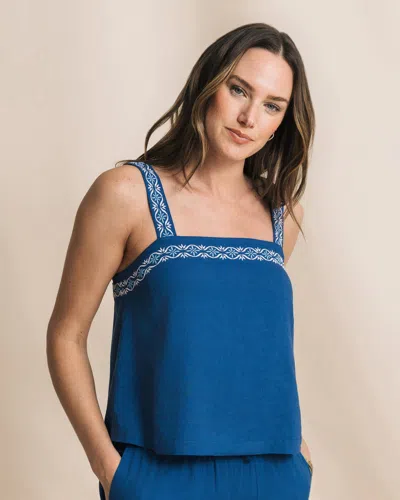 Southern Tide Arabelle Embroidered Top In Nautical Blue