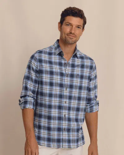 Southern Tide Ashborough Plaid Brushed Twill Sport Shirt In Heather Dress Blue
