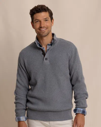 Southern Tide Bass Creek Heather Quarter Button Sweater In Heather Sandstone Khaki