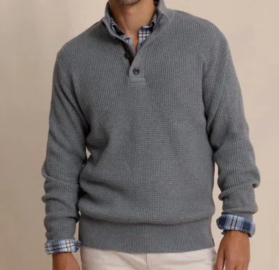 Southern Tide Bass Creek Heather Quarter Button Sweater In Heather Anchor Grey In Gray