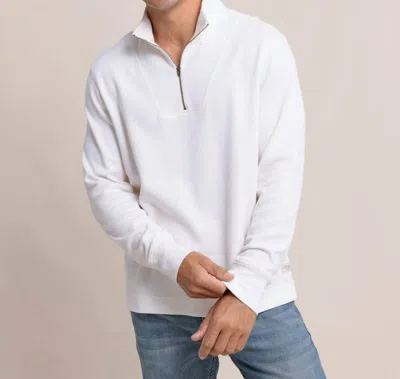 Southern Tide Bay Berry Quarter Zip Sweater In Sand White In Multi