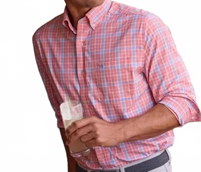 Southern Tide Beckenham Plaid Intercoastal Long Sleeve Sport Shirt In Petal Pink