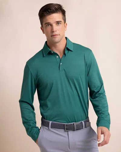 Southern Tide Belfair Long Sleeve Performance Polo In Fir
