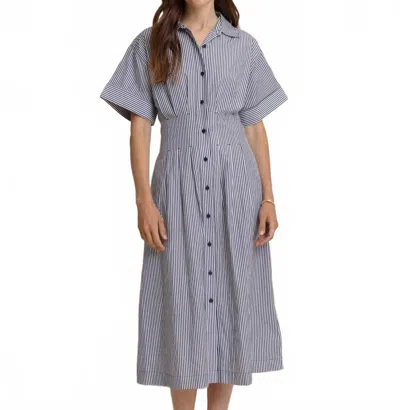 Southern Tide Bobbie Tucked Waist Shirt Dress In Dress Blue