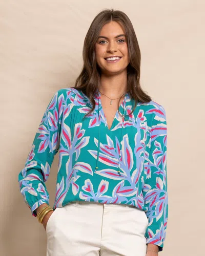 Southern Tide Bonni Vintage Gardens Blouse In Spruce Shade