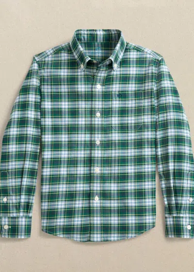 Southern Tide Boy's Gordon Tartan Skipjack Sport Shirt In Salt Meadow In Multi