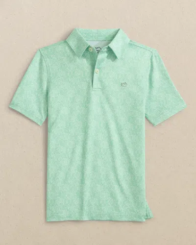 Southern Tide Boys Driver Beach Palms Printed Performance Polo In Green