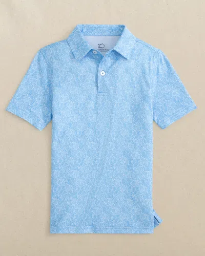 Southern Tide Boys Driver Beach Palms Printed Performance Polo In Ocean Channel