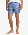 Southern Tide Breton Stripe Swim Trunk In Coronet Blue In Blue