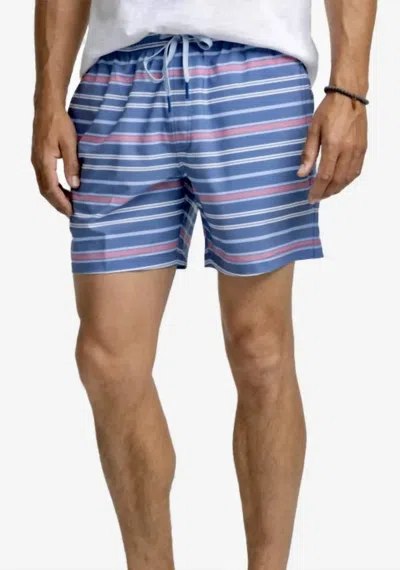 Southern Tide Breton Stripe Swim Trunk In Coronet Blue