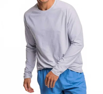 Southern Tide Brrr-illiant Performance Long Sleeve T-shirt In Platinum Grey In White