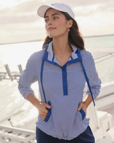 Southern Tide Calie Skip Stripe Popover In Nautical Blue