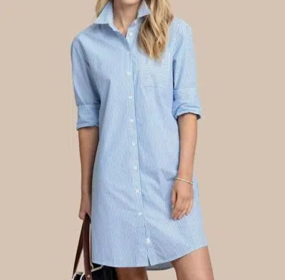 Southern Tide Cam Stripe Poplin Dress In Blue Fin