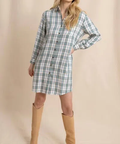 Southern Tide Cam Vibrant Autumn Twill Plaid Dress In Sand White In Multi