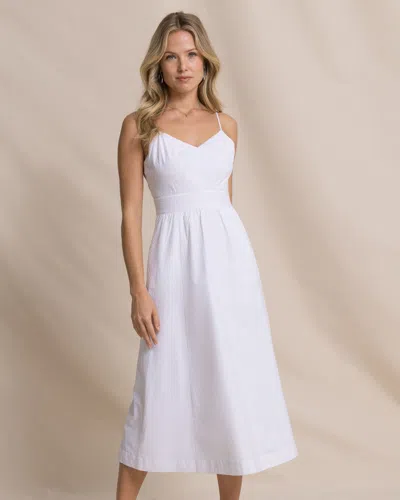 Southern Tide Cami Seersucker Dress In Classic White