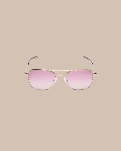 Southern Tide Caroline Aviator Sunglasses In Rose Gold Frame With Golden Rose Lens