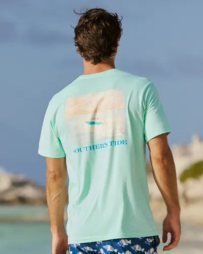 Southern Tide Center Console Short Sleeve T-shirt In Offshore Green