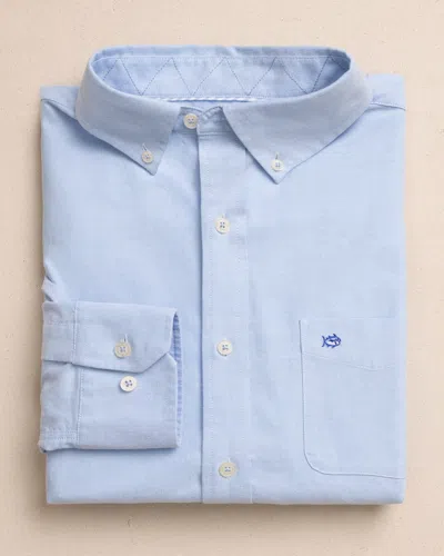 Southern Tide Charleston Oxford Solid Sport Shirt In Ocean Channel