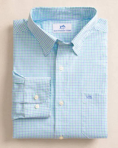 Southern Tide Charleston Summerton Plaid Sport Shirt In Turtle Green