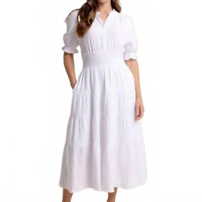 Southern Tide Christa Short Sleeve Maxi Dress In Classic White