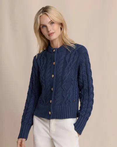 Southern Tide Clarke Cable Knit Cardigan In Dress Blue