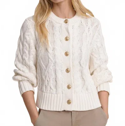 Southern Tide Clarke Cable Knit Cardigan In Sand White In Neutral