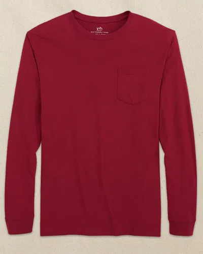 Southern Tide Classic Long Sleeve Pocket T-shirt In Crimson