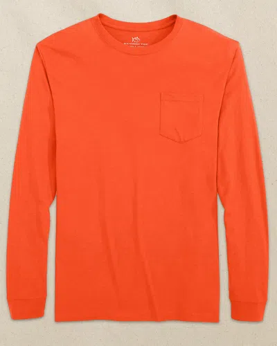Southern Tide Classic Long Sleeve Pocket T-shirt In Endzone Orange