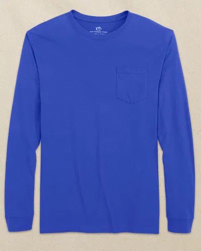 Southern Tide Classic Long Sleeve Pocket T-shirt In University Blue