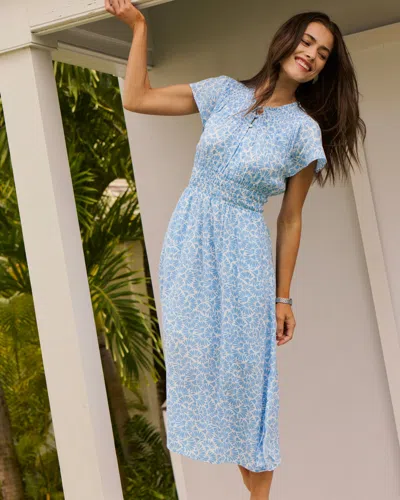 Southern Tide Clementine Flutter Sleeve Midi Dress In Ocean Channel