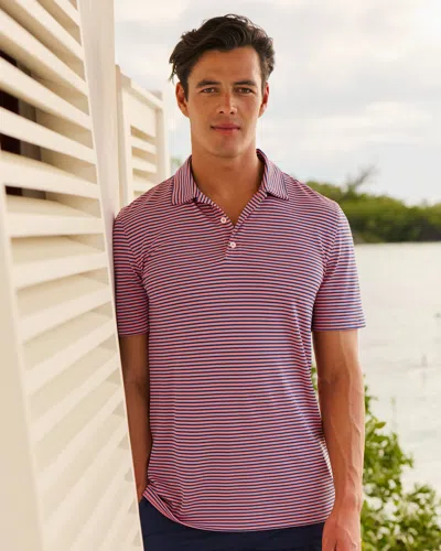 Southern Tide Coastal Breeze® Oceanfront Stripe Pique Performance Polo In Pink