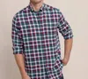 Southern Tide Cobblestone Plaid Beach Flannel Sport Shirt In Muscadine In Multi