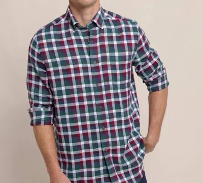 Southern Tide Cobblestone Plaid Beach Flannel Sport Shirt In Muscadine In Multi
