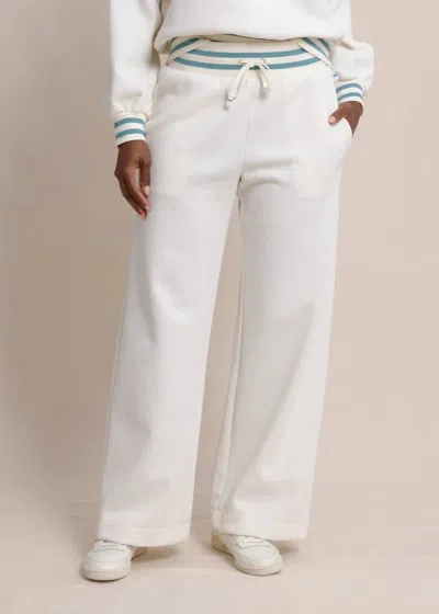 Southern Tide Cosette Luxe Lounge Wide Leg Pant In Sand White In Multi