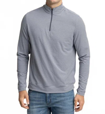 Southern Tide Cruiser Micro-stripe Quarter-zip Top In Heather Black